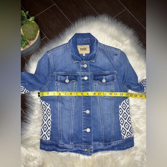 Paige Vermont Denim Jacket Mosaic Tile Western Aztec sz small - Picture 6 of 8
